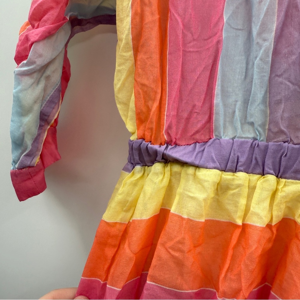 RTR Tara Jarmon Rainbow Colorful Stripey‎ 3/4 Sleeve Midi Dress Sz 38 / US 6 - Picture 8 of 13